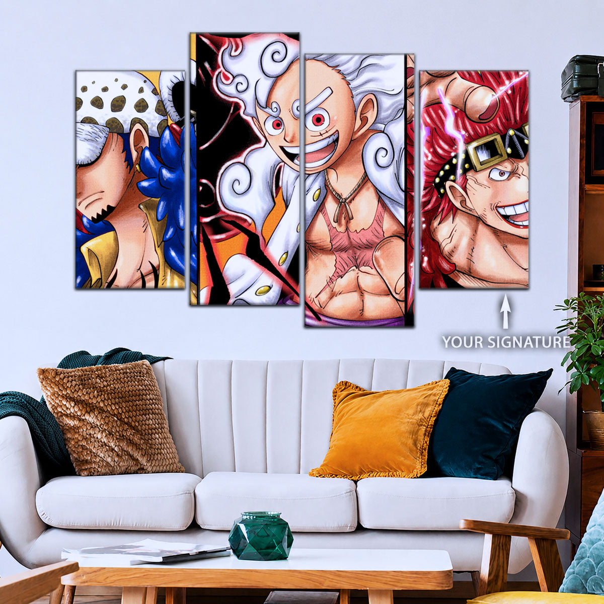One Piece Wano Trio Canvas Wall Art - OP5008 - Luffy Gear Fifth - Trafalgar Law - Eustass Kid