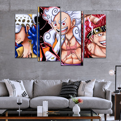 One Piece Wano Trio Canvas Wall Art - OP5008 - Luffy Gear Fifth - Trafalgar Law - Eustass Kid