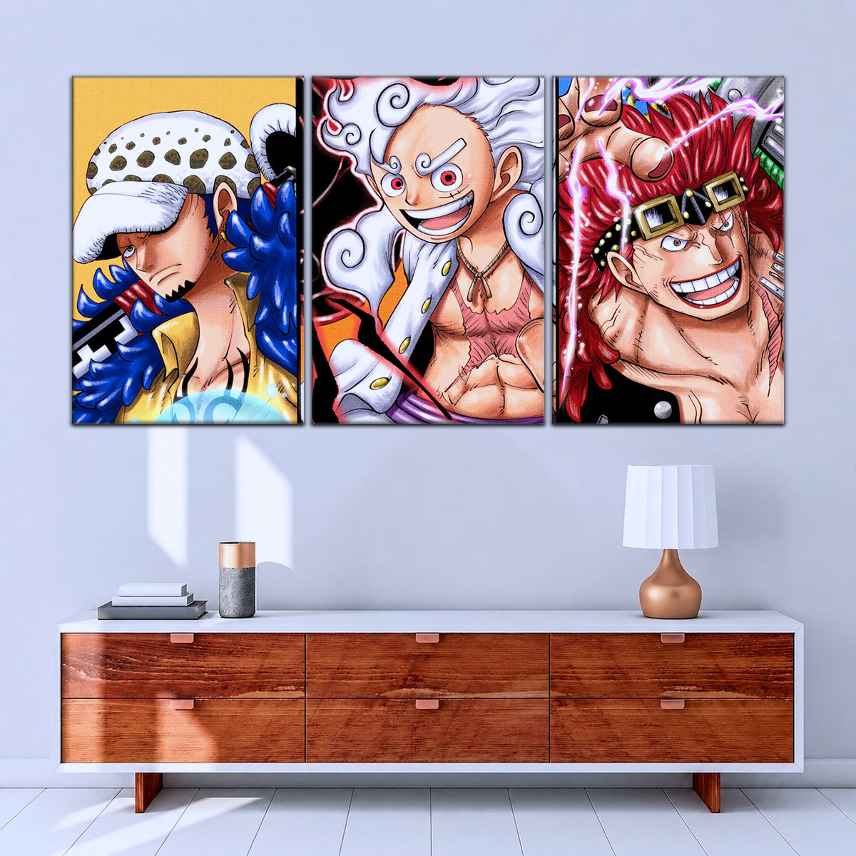 One Piece Wano Trio Canvas Wall Art - OP5008 - Luffy Gear Fifth - Trafalgar Law - Eustass Kid
