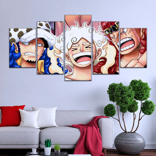 One Piece Wano Trio Canvas Wall Art - OP5009 - Luffy Gear Fifth - Trafalgar Law - Eustass Kid