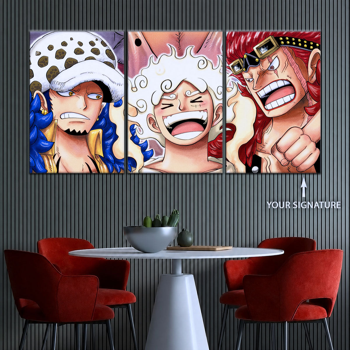 One Piece Wano Trio Canvas Wall Art - OP5009 - Luffy Gear Fifth - Trafalgar Law - Eustass Kid