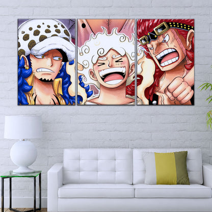 One Piece Wano Trio Canvas Wall Art - OP5009 - Luffy Gear Fifth - Trafalgar Law - Eustass Kid