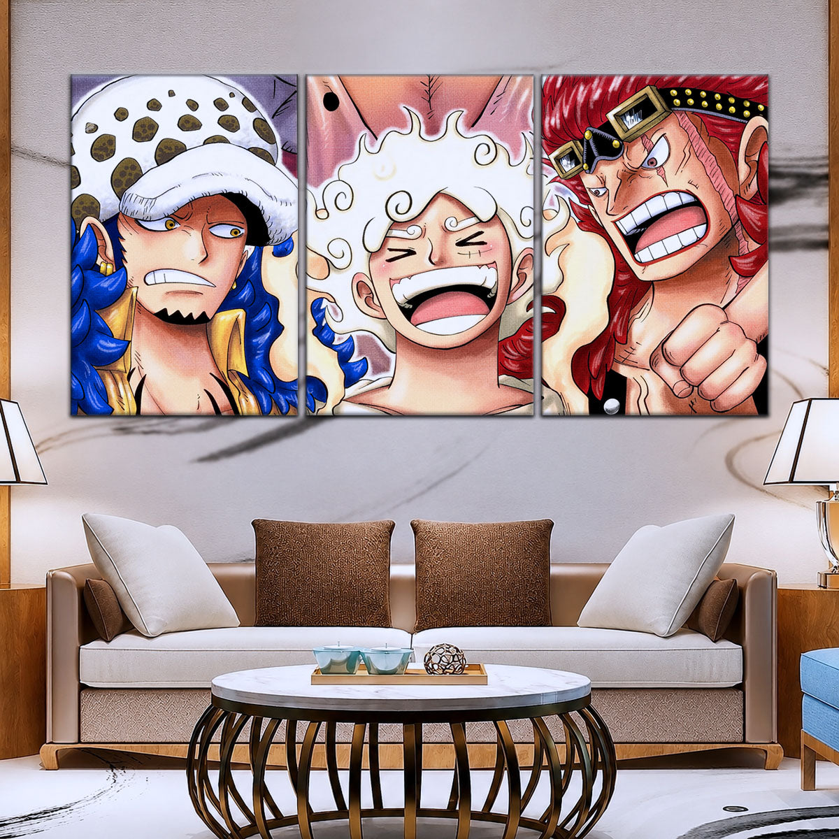 One Piece Wano Trio Canvas Wall Art - OP5009 - Luffy Gear Fifth - Trafalgar Law - Eustass Kid