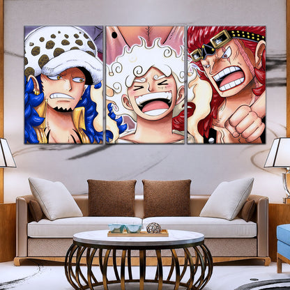 One Piece Wano Trio Canvas Wall Art - OP5009 - Luffy Gear Fifth - Trafalgar Law - Eustass Kid