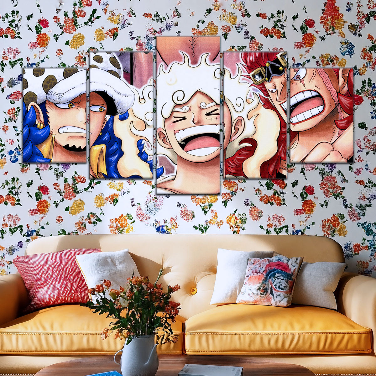 One Piece Wano Trio Canvas Wall Art - OP5009 - Luffy Gear Fifth - Trafalgar Law - Eustass Kid