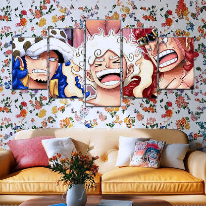 One Piece Wano Trio Canvas Wall Art - OP5009 - Luffy Gear Fifth - Trafalgar Law - Eustass Kid
