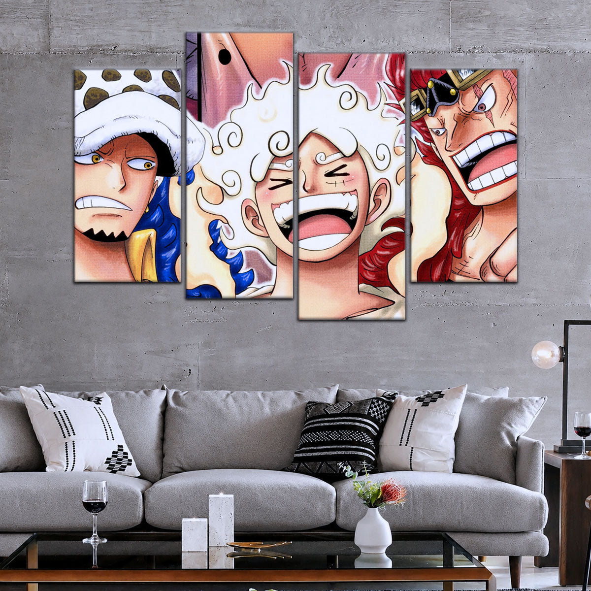 One Piece Wano Trio Canvas Wall Art - OP5009 - Luffy Gear Fifth - Trafalgar Law - Eustass Kid