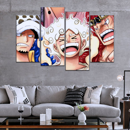 One Piece Wano Trio Canvas Wall Art - OP5009 - Luffy Gear Fifth - Trafalgar Law - Eustass Kid