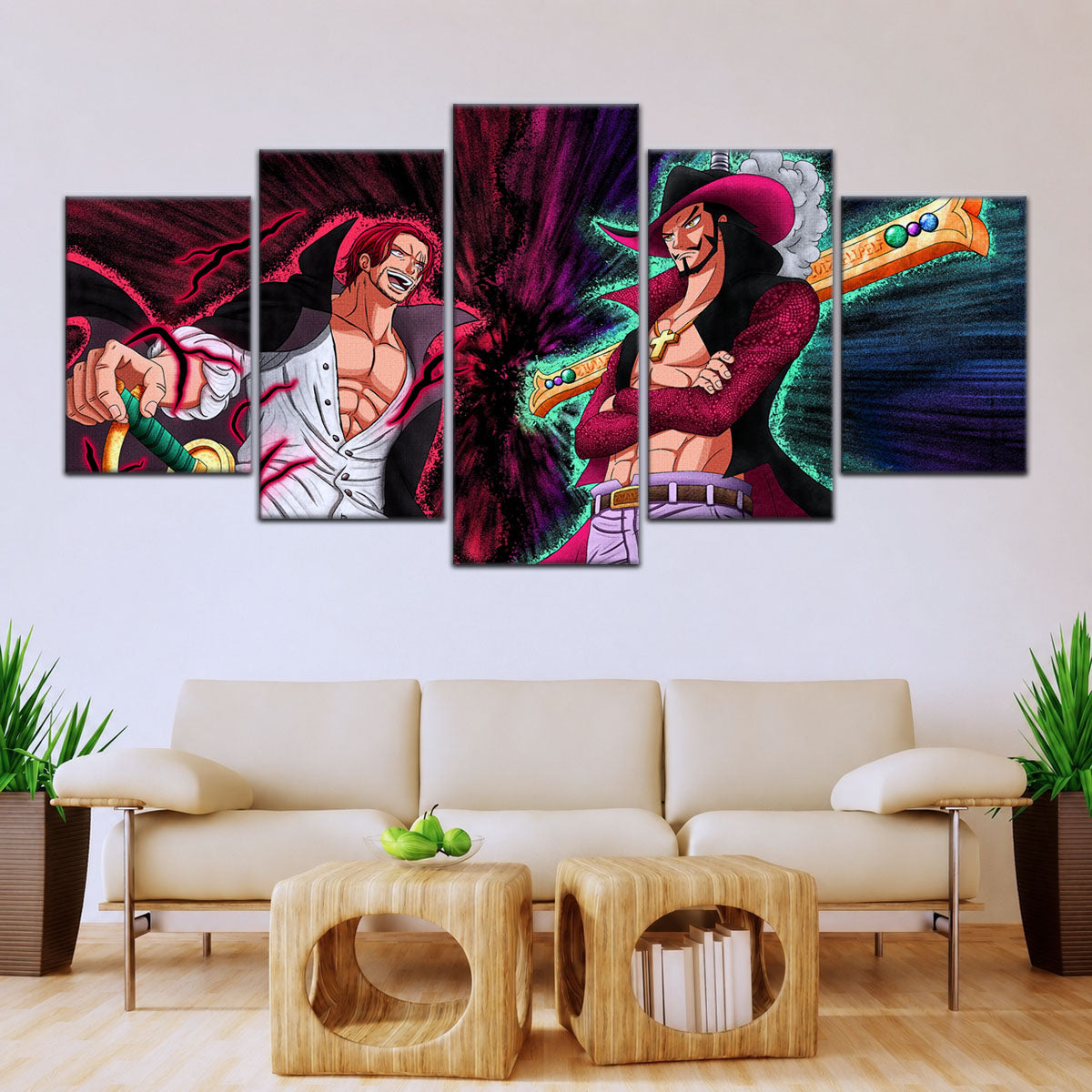 One Piece Canvas Wall Art - OP5021 - Dracule Mihawk vs Shanks