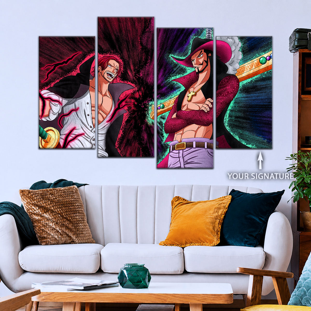 One Piece Canvas Wall Art - OP5021 - Dracule Mihawk vs Shanks