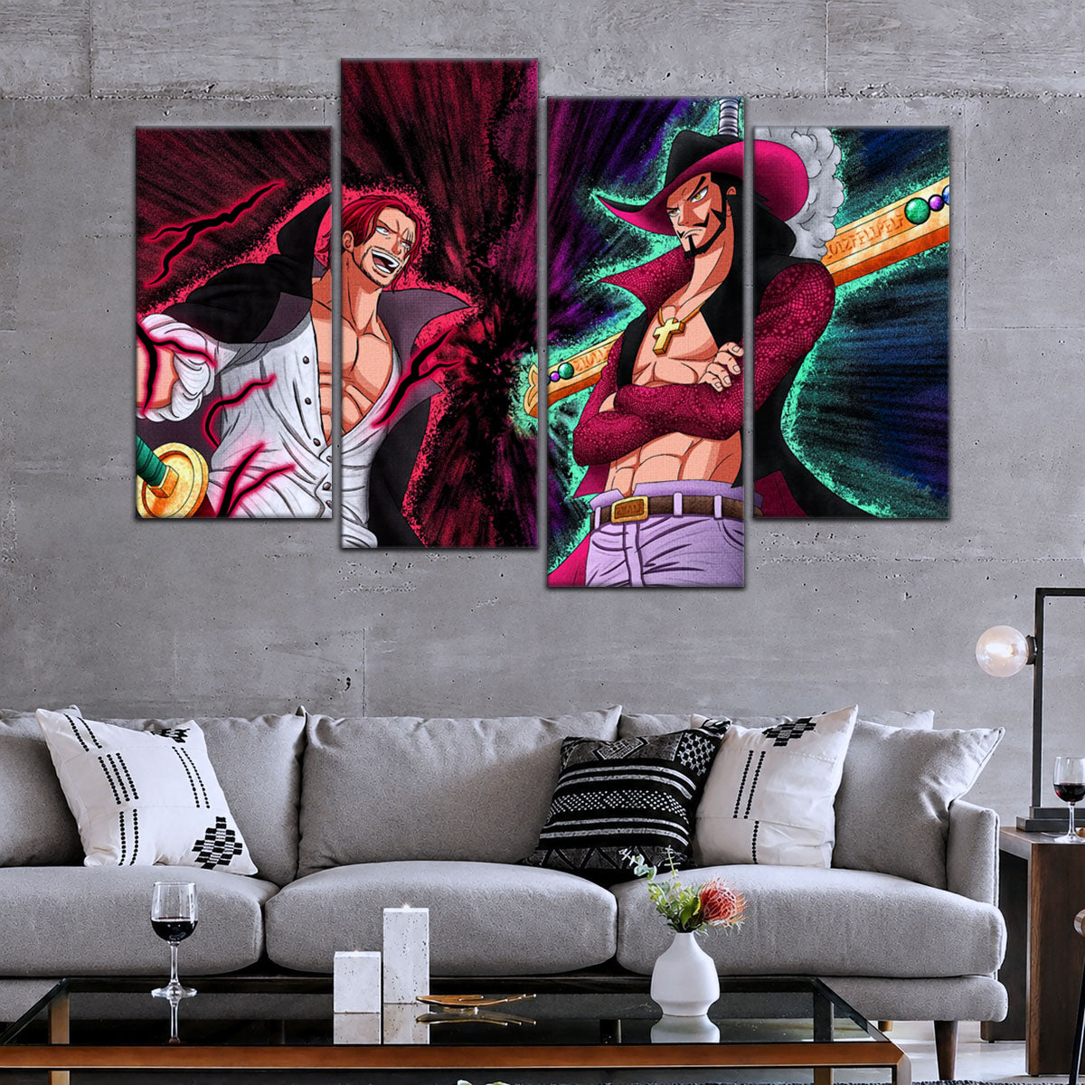 One Piece Canvas Wall Art - OP5021 - Dracule Mihawk vs Shanks
