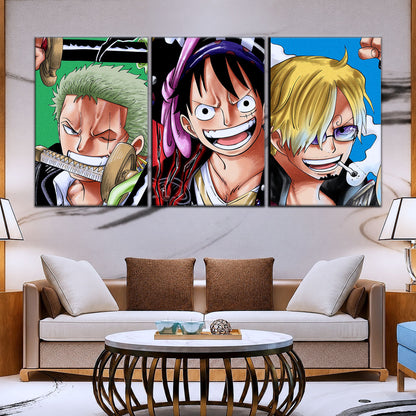 One Piece Canvas Wall Art - OP5029 - Monster Trio - Luffy Gear 5 - Roronoa Zoro - Sanji
