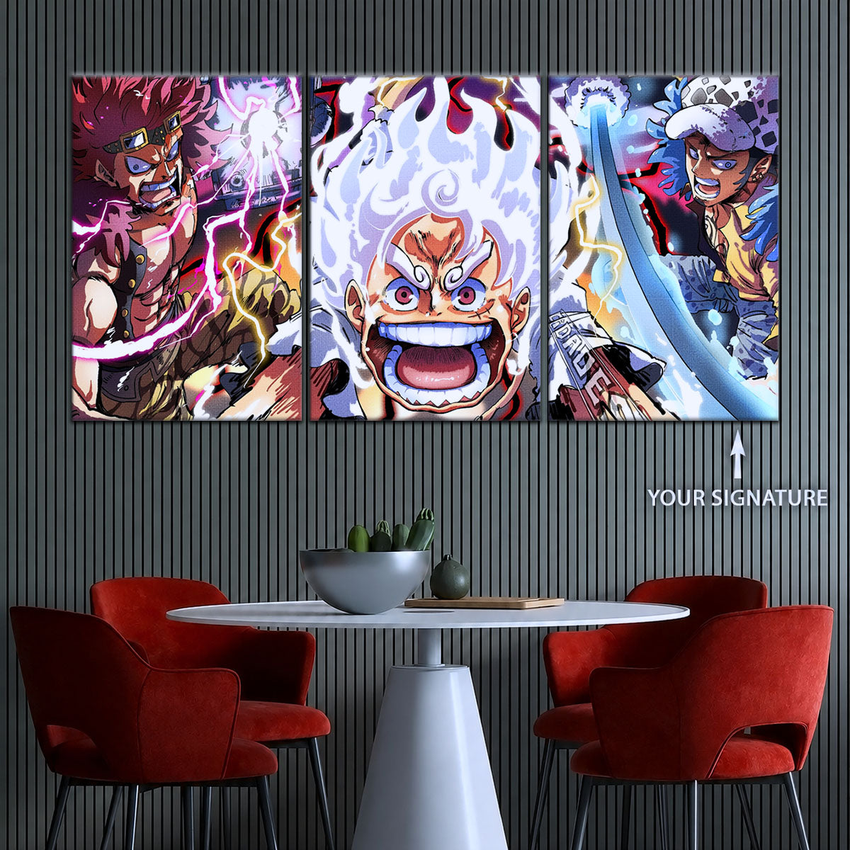 One Piece Canvas Wall Art - OP5058 - Luffy Gear 5 - Trafalgar Law - Eustass Kid