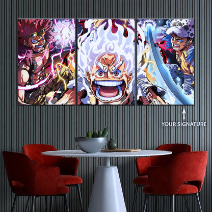 One Piece Canvas Wall Art - OP5058 - Luffy Gear 5 - Trafalgar Law - Eustass Kid