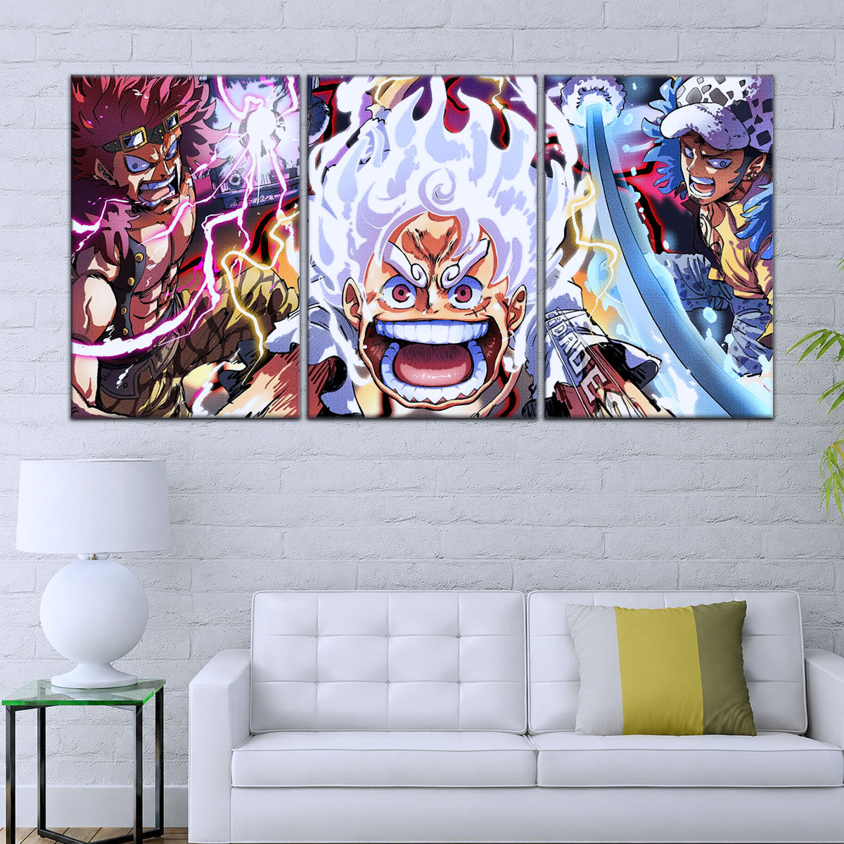 One Piece Canvas Wall Art - OP5058 - Luffy Gear 5 - Trafalgar Law - Eustass Kid