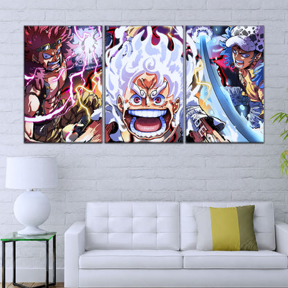 One Piece Canvas Wall Art - OP5058 - Luffy Gear 5 - Trafalgar Law - Eustass Kid