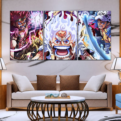 One Piece Canvas Wall Art - OP5058 - Luffy Gear 5 - Trafalgar Law - Eustass Kid