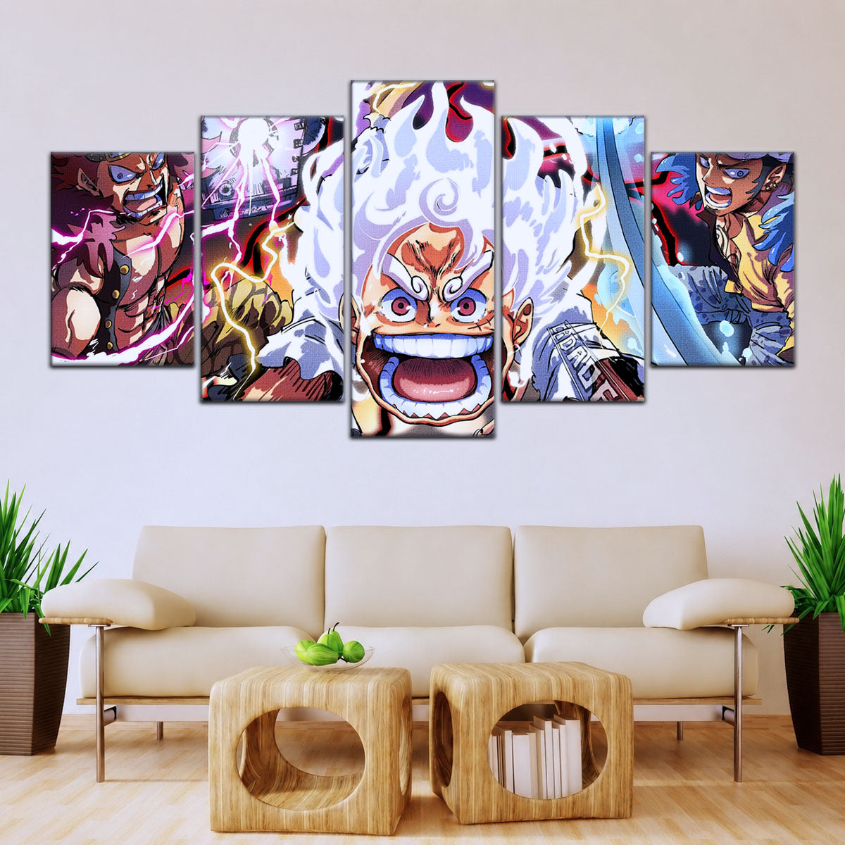 One Piece Canvas Wall Art - OP5058 - Luffy Gear 5 - Trafalgar Law - Eustass Kid