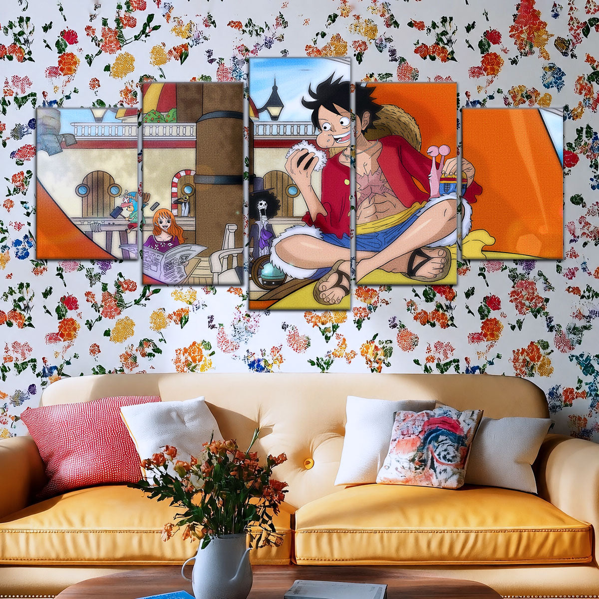 One Piece Canvas Wall Art - OP5064 - Straw Hat Crew featuring Luffy