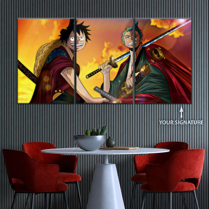 One Piece Wano Arc Canvas Wall Art - OP5065 - Monkey D. Luffy - Roronoa Zoro