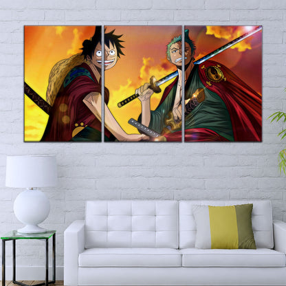 One Piece Wano Arc Canvas Wall Art - OP5065 - Monkey D. Luffy - Roronoa Zoro
