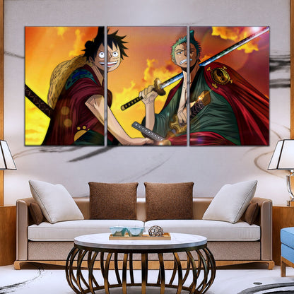 One Piece Wano Arc Canvas Wall Art - OP5065 - Monkey D. Luffy - Roronoa Zoro