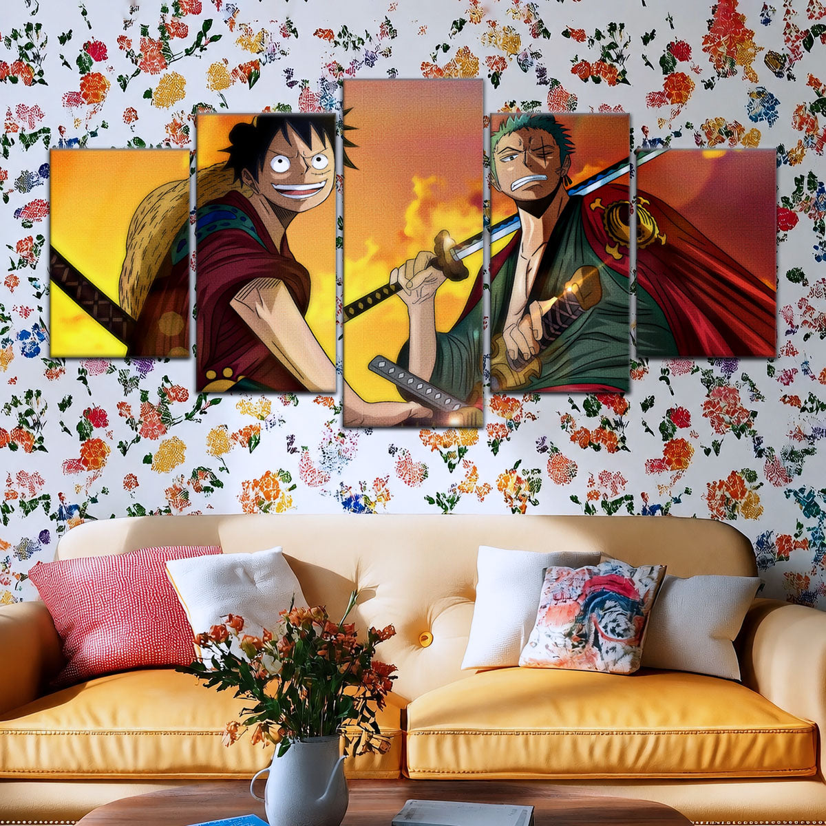 One Piece Wano Arc Canvas Wall Art - OP5065 - Monkey D. Luffy - Roronoa Zoro