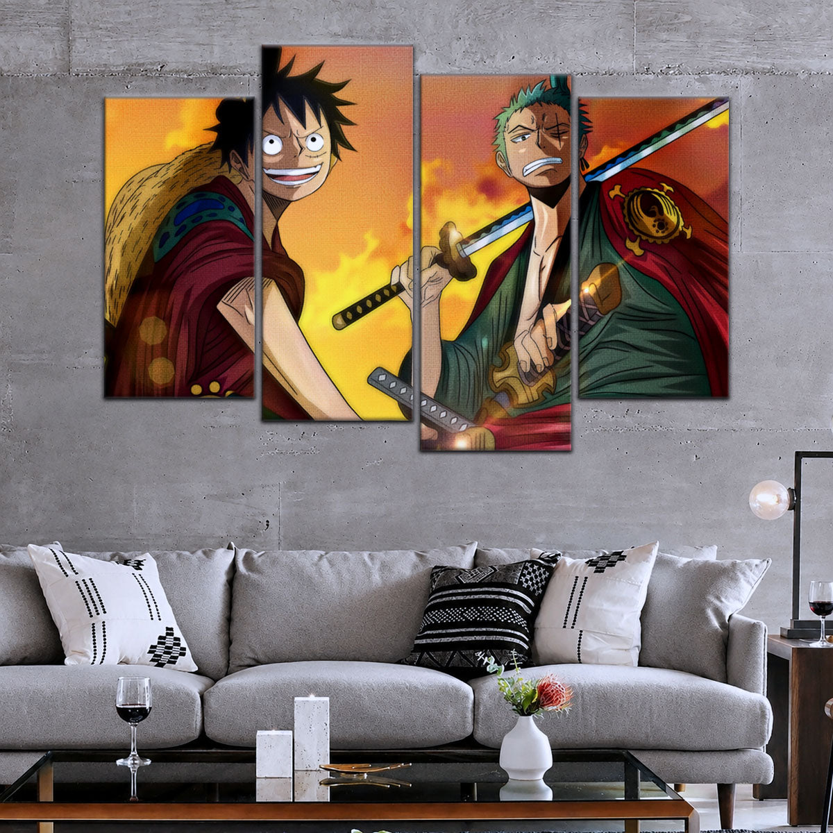 One Piece Wano Arc Canvas Wall Art - OP5065 - Monkey D. Luffy - Roronoa Zoro