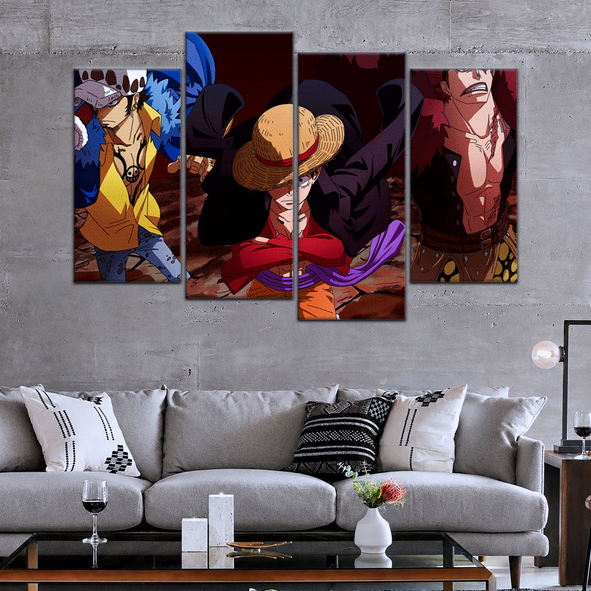 One Piece Canvas Wall Art - OP5066 - Monkey D. Luffy - Trafalgar Law - Eustass Kid