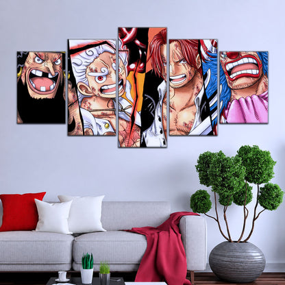 One Piece Canvas Wall Art - OP5067 - Luffy Gear 5 - Shanks - Buggy - Teach