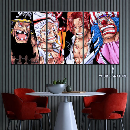 One Piece Canvas Wall Art - OP5067 - Luffy Gear 5 - Shanks - Buggy - Teach