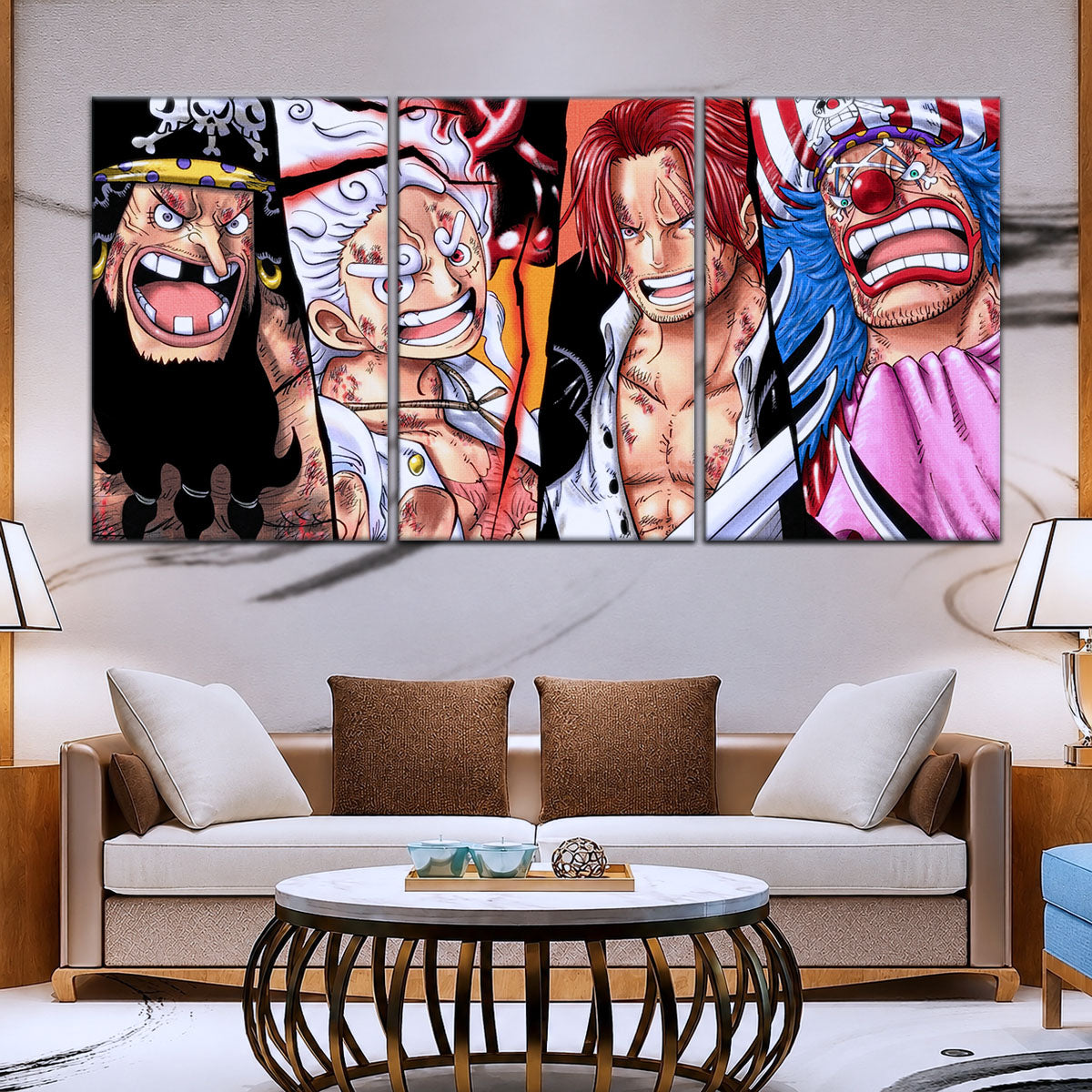 One Piece Canvas Wall Art - OP5067 - Luffy Gear 5 - Shanks - Buggy - Teach