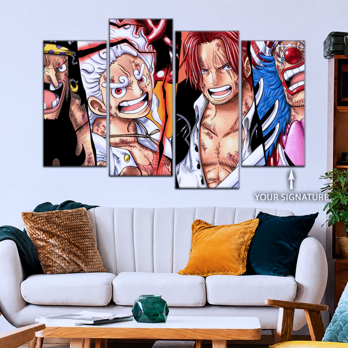 One Piece Canvas Wall Art - OP5067 - Luffy Gear 5 - Shanks - Buggy - Teach