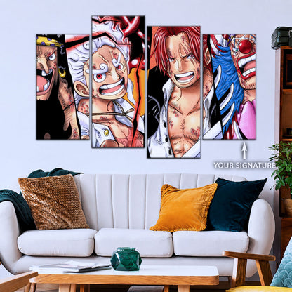 One Piece Canvas Wall Art - OP5067 - Luffy Gear 5 - Shanks - Buggy - Teach