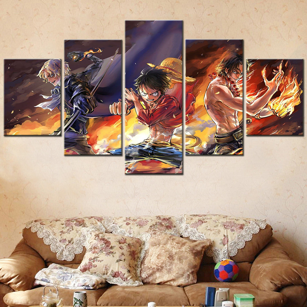 One Piece Canvas Wall Art - OP5103 - Monkey D. Luffy - Portgas D. Ace - Sabo - Three Brothers