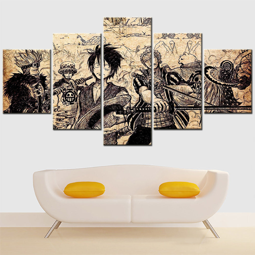 One Piece Canvas Wall Art - OP5104 - Monkey D. Luffy - Roronoa Zoro - Trafalgar Law - Eustass Kid
