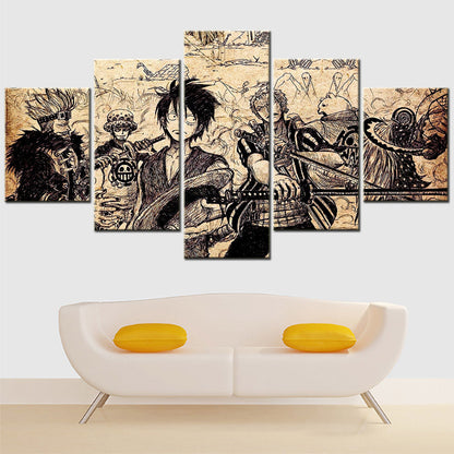 One Piece Canvas Wall Art - OP5104 - Monkey D. Luffy - Roronoa Zoro - Trafalgar Law - Eustass Kid
