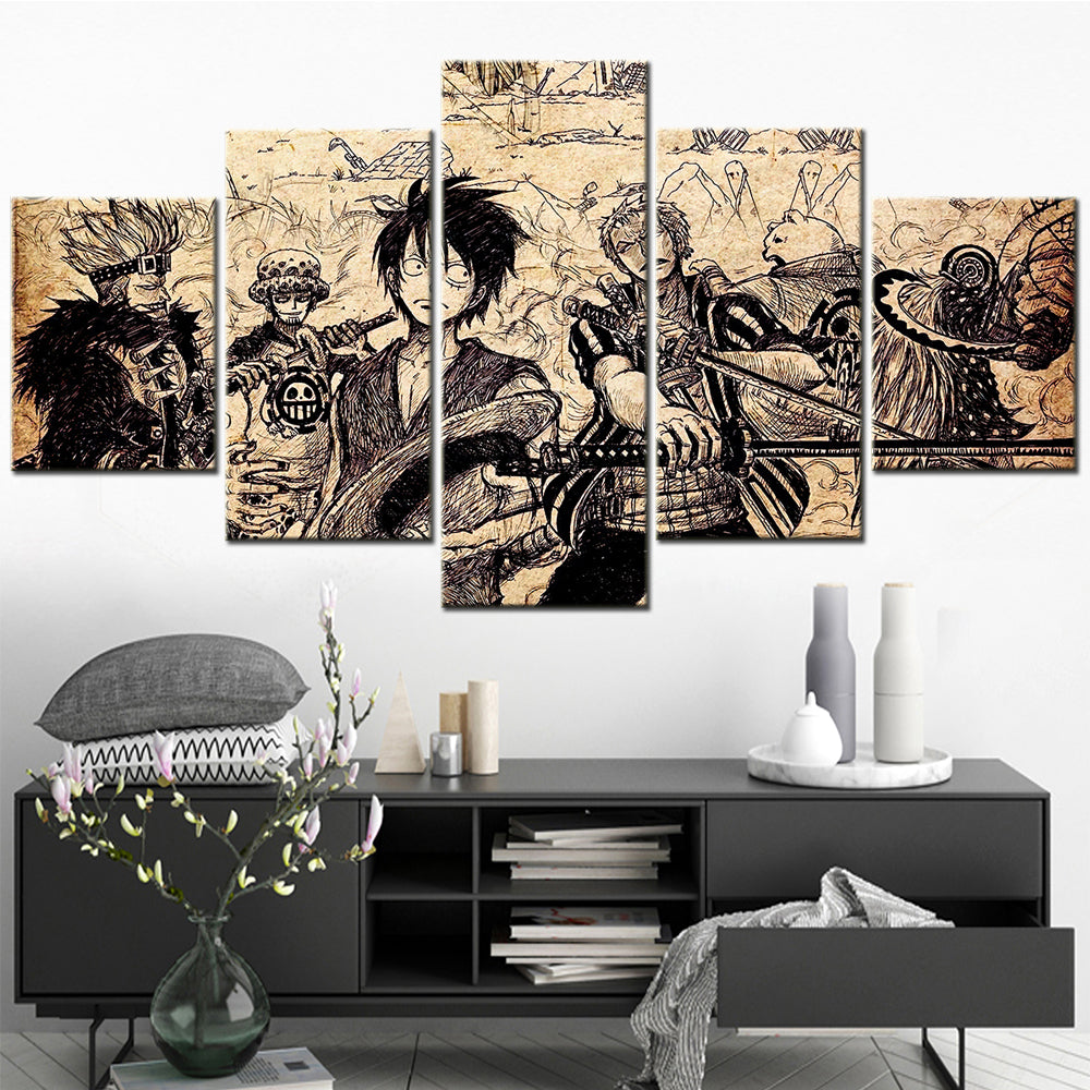 One Piece Canvas Wall Art - OP5104 - Monkey D. Luffy - Roronoa Zoro - Trafalgar Law - Eustass Kid