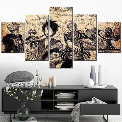 One Piece Canvas Wall Art - OP5104 - Monkey D. Luffy - Roronoa Zoro - Trafalgar Law - Eustass Kid