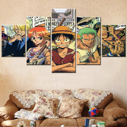 One Piece Canvas Wall Art - OP5131 - Monkey D. Luffy - Roronoa Zoro - Sanji - Straw Hat Crew