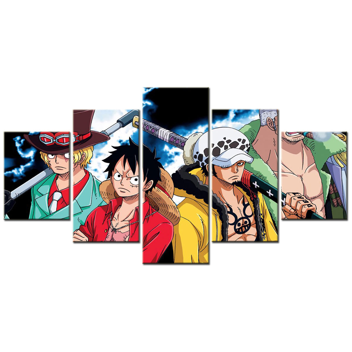 One Piece Canvas Wall Art - OP5133 - Monkey D. Luffy - Roronoa Zoro - Trafalgar Law - Sabo