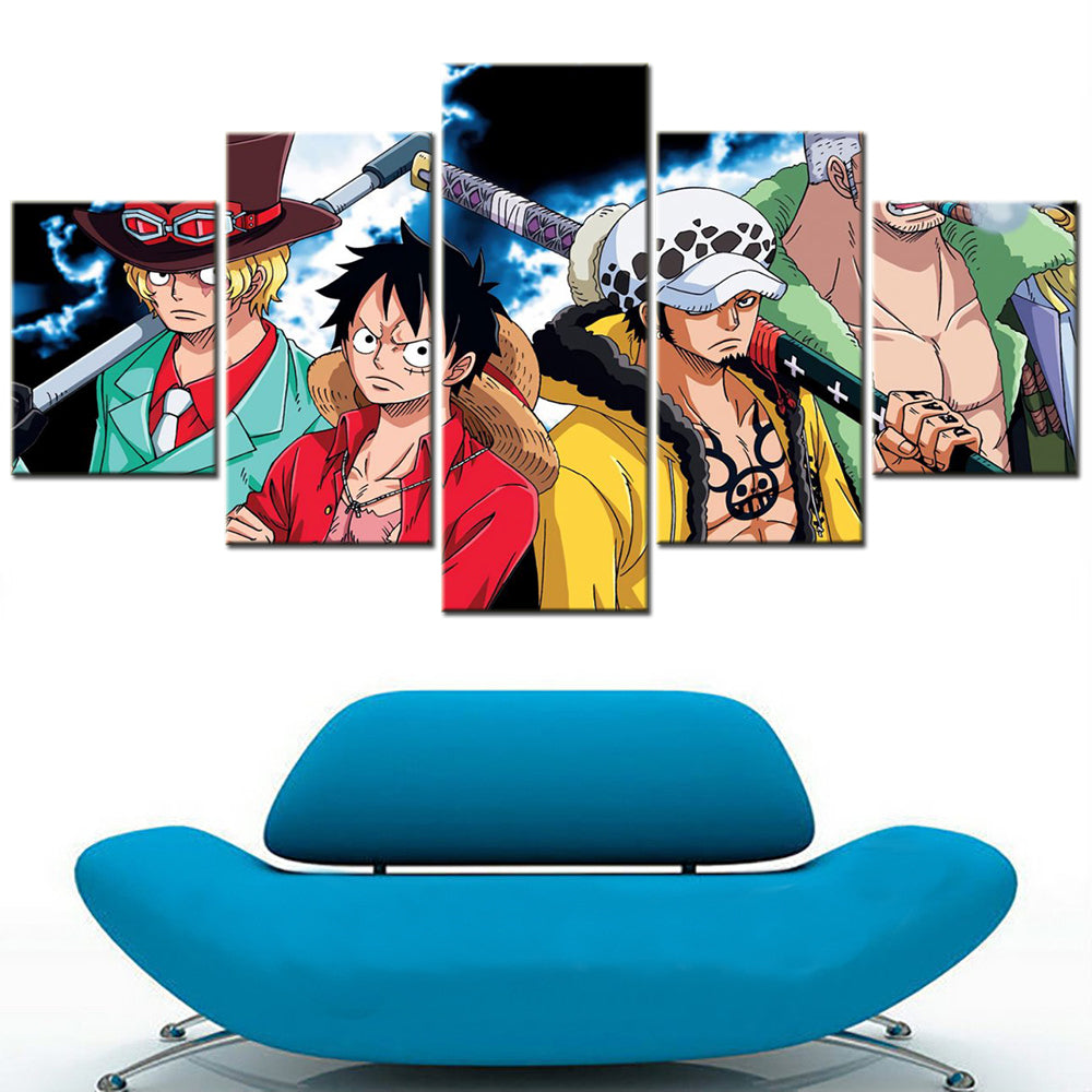One Piece Canvas Wall Art - OP5133 - Monkey D. Luffy - Roronoa Zoro - Trafalgar Law - Sabo