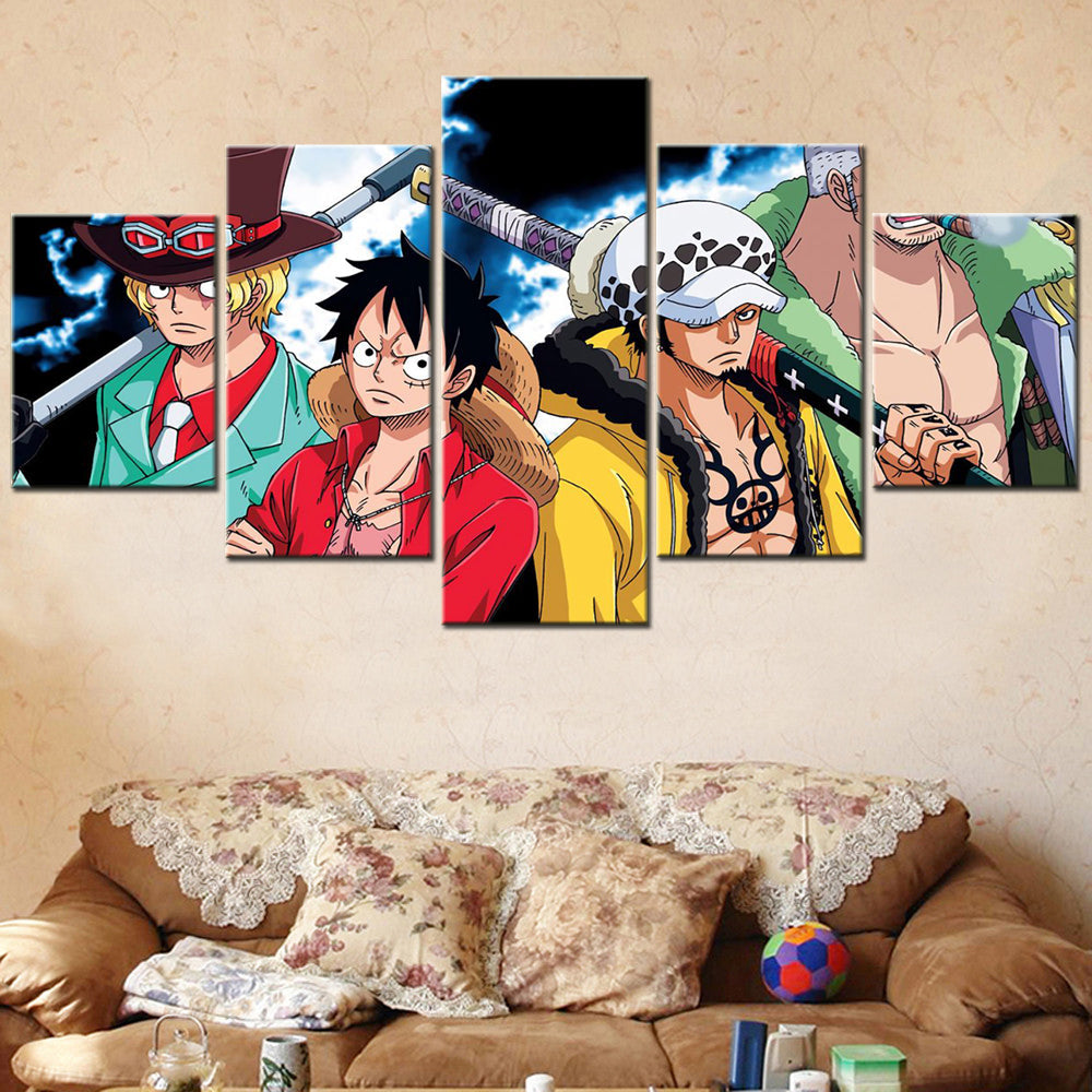 One Piece Canvas Wall Art - OP5133 - Monkey D. Luffy - Roronoa Zoro - Trafalgar Law - Sabo