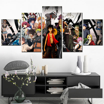 One Piece & Naruto Crossover Canvas Wall Art - OP5136 - Luffy - Zoro - Naruto - Kakashi