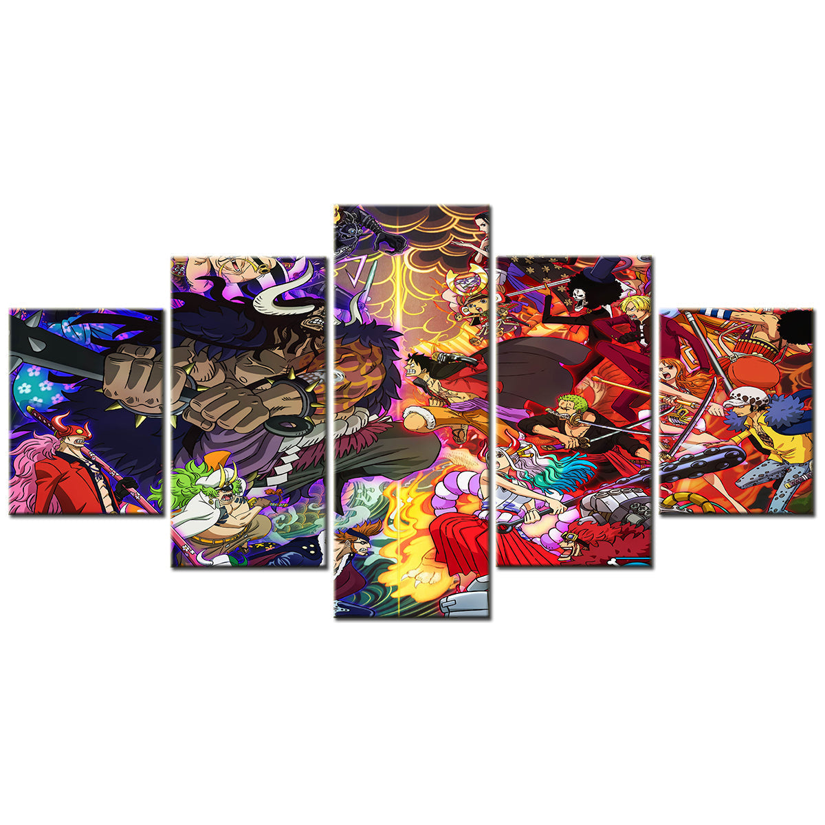 One Piece Wano Arc Canvas Wall Art - OP5138 - Luffy - Zoro - Sanji - Straw Hat Crew vs Kaido
