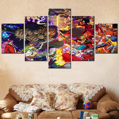One Piece Wano Arc Canvas Wall Art - OP5138 - Luffy - Zoro - Sanji - Straw Hat Crew vs Kaido