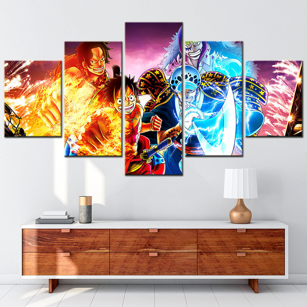 One Piece Canvas Wall Art - OP5141 - Monkey D. Luffy - Trafalgar Law - Portgas D. Ace - Bartolomeo