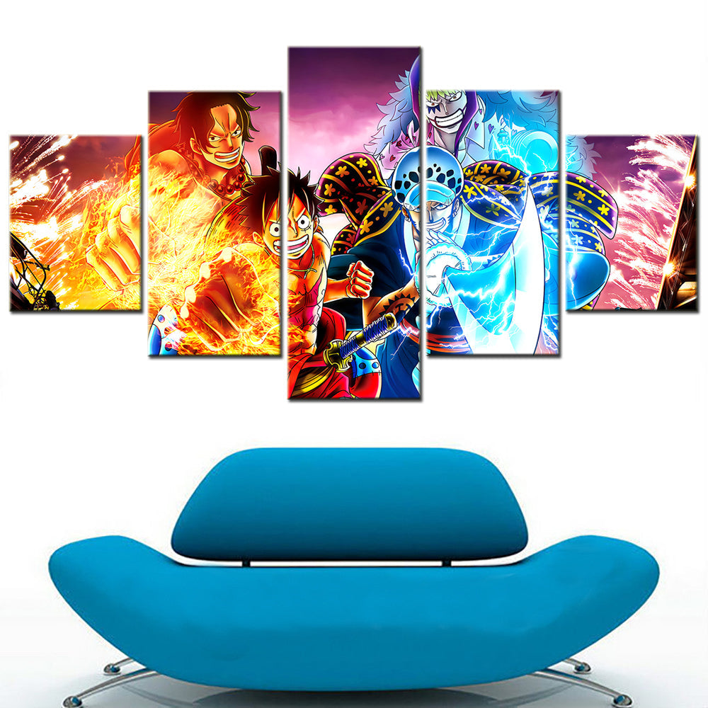 One Piece Canvas Wall Art - OP5141 - Monkey D. Luffy - Trafalgar Law - Portgas D. Ace - Bartolomeo