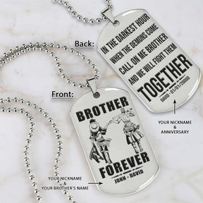 One Piece Dog Tag - Brother Forever - Call On Me Brother - Monkey D. Luffy - Roronoa Zoro - One Piece Necklace - Engrave Dog Tag