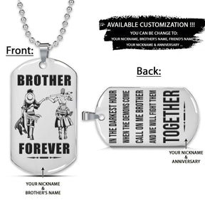 One Piece Dog Tag - Brother Forever - Call On Me Brother - Monkey D. Luffy - Roronoa Zoro - One Piece Necklace - Engrave Dog Tag